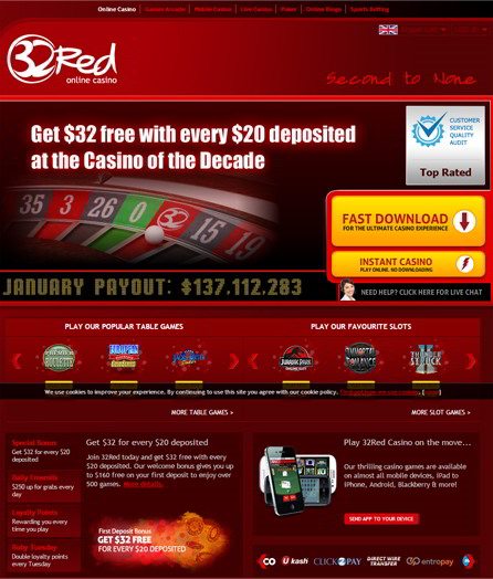 Play Online Slot Games at 32 Red Casino